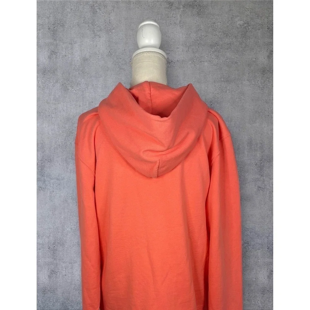 Sandro Paris Coral Pink Embossed Logo Hoodie Sweatshirt Size Extra Large - Picture 4 of 15